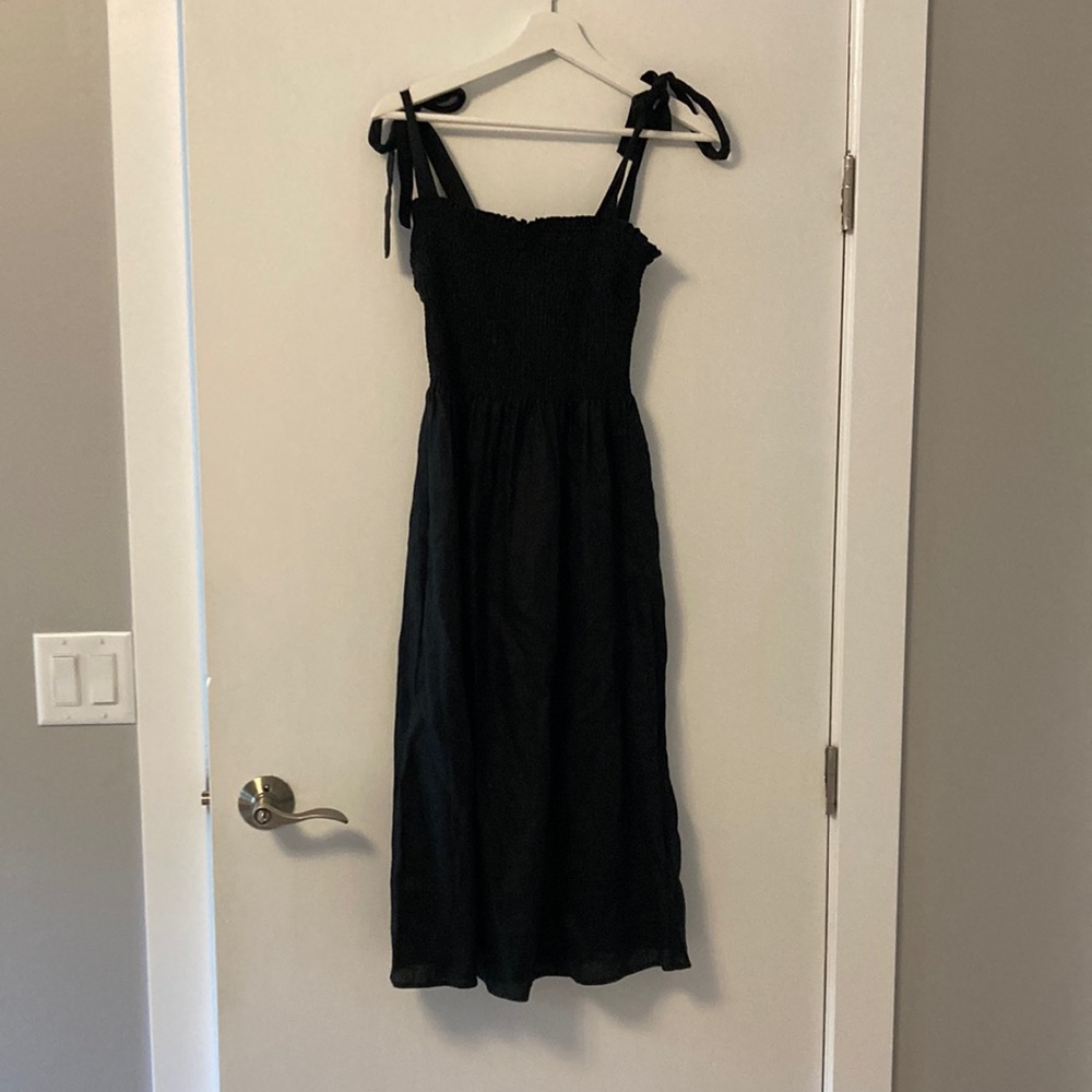 Wilfred Black Midi Dress with Tie Straps